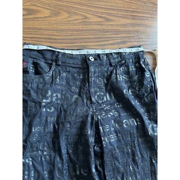 Guess Y2K vintage embossed phrases boot cut pants size 31 - Picture 7 of 9